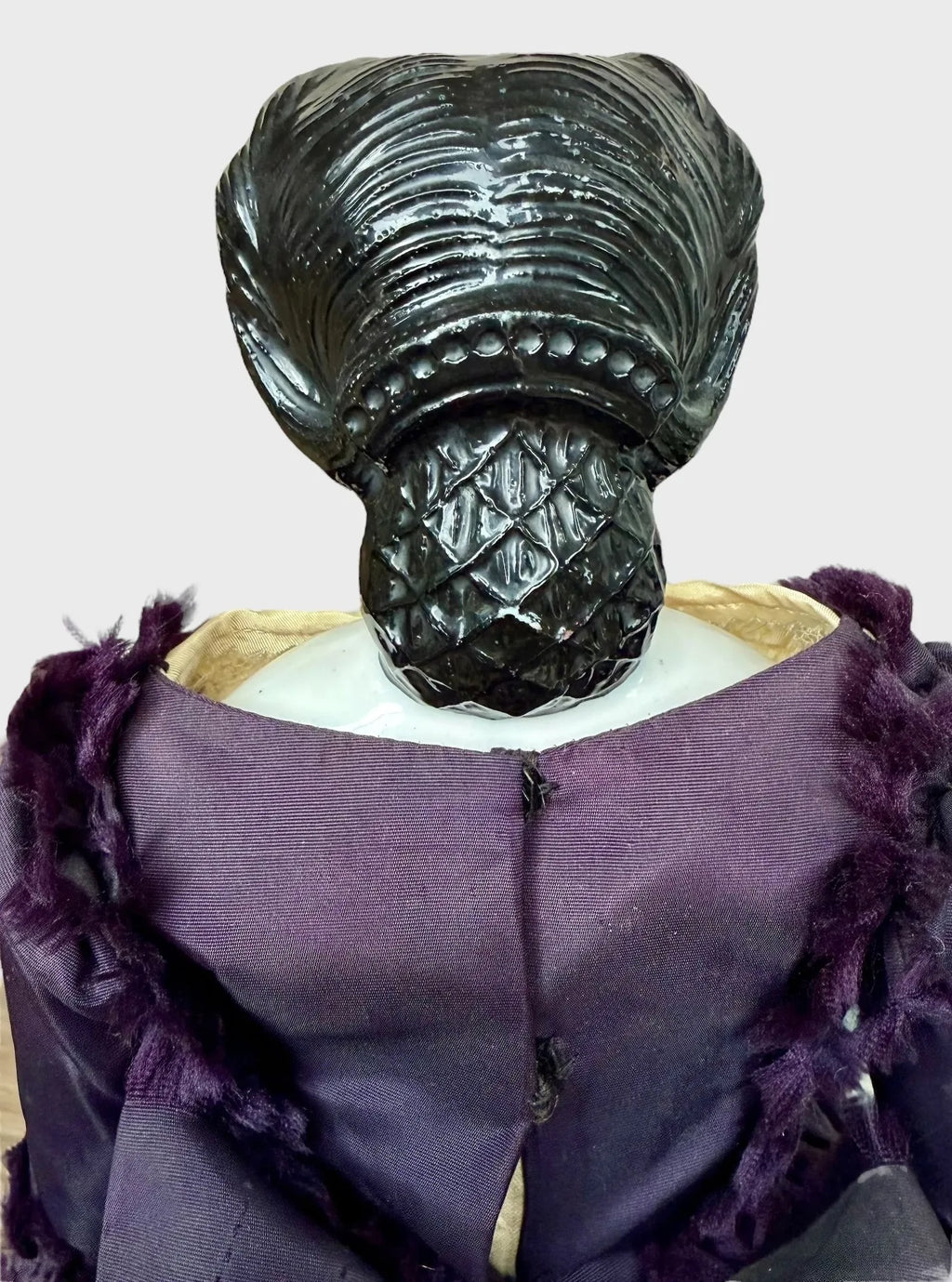 Rare Early China Head Doll w Spit Curls on Side, Comb and Snood