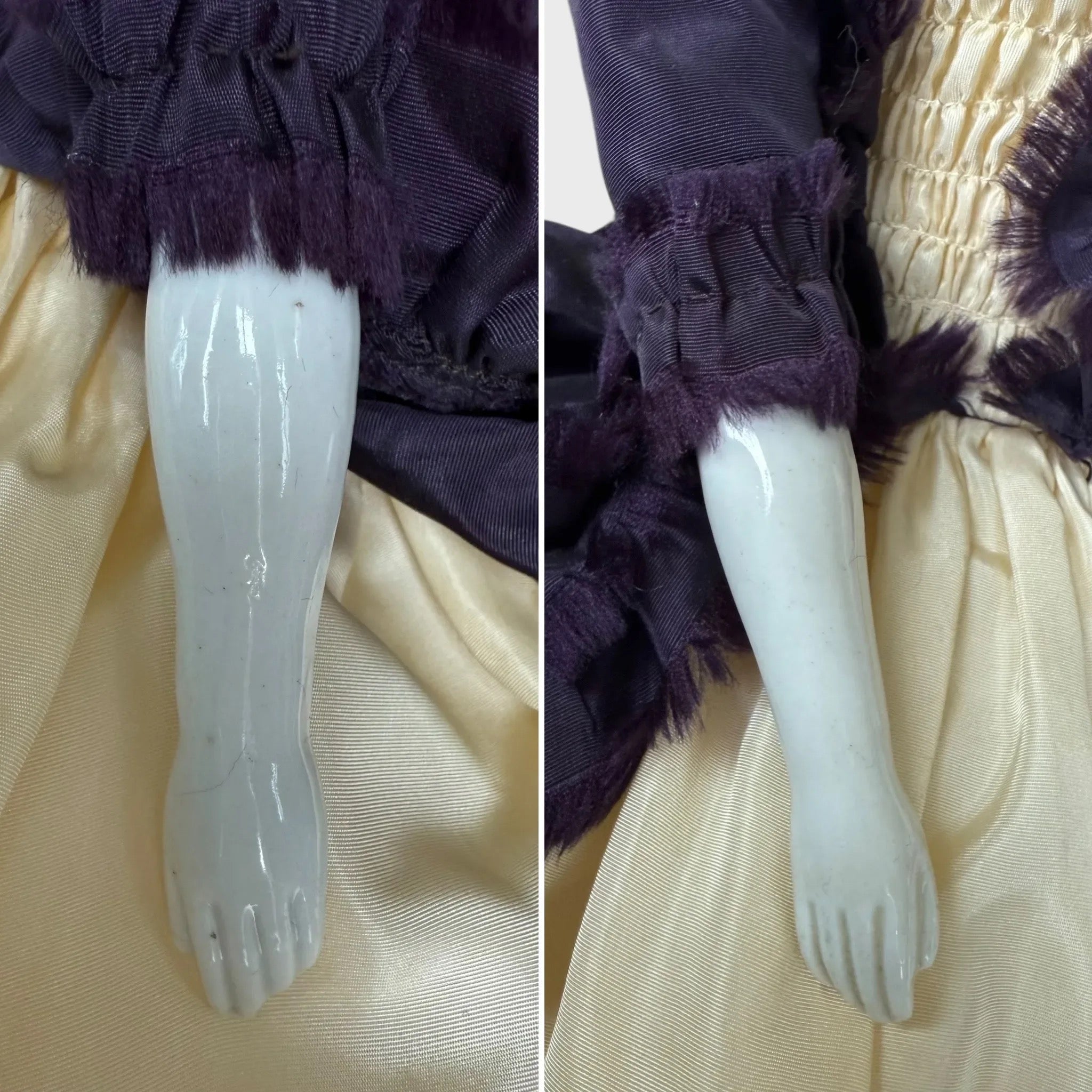 Rare Early China Head Doll w Spit Curls on Side, Comb and Snood