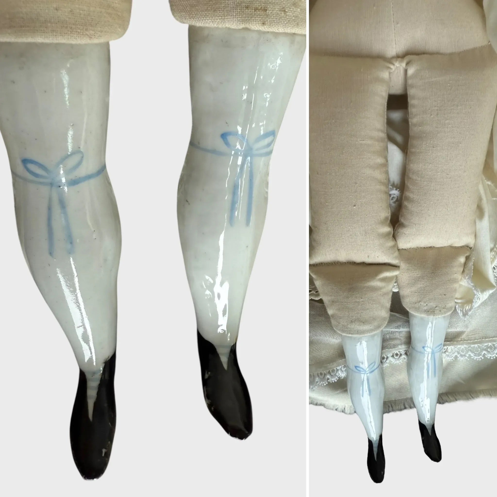 Rare Early China Head Doll w Spit Curls on Side, Comb and Snood