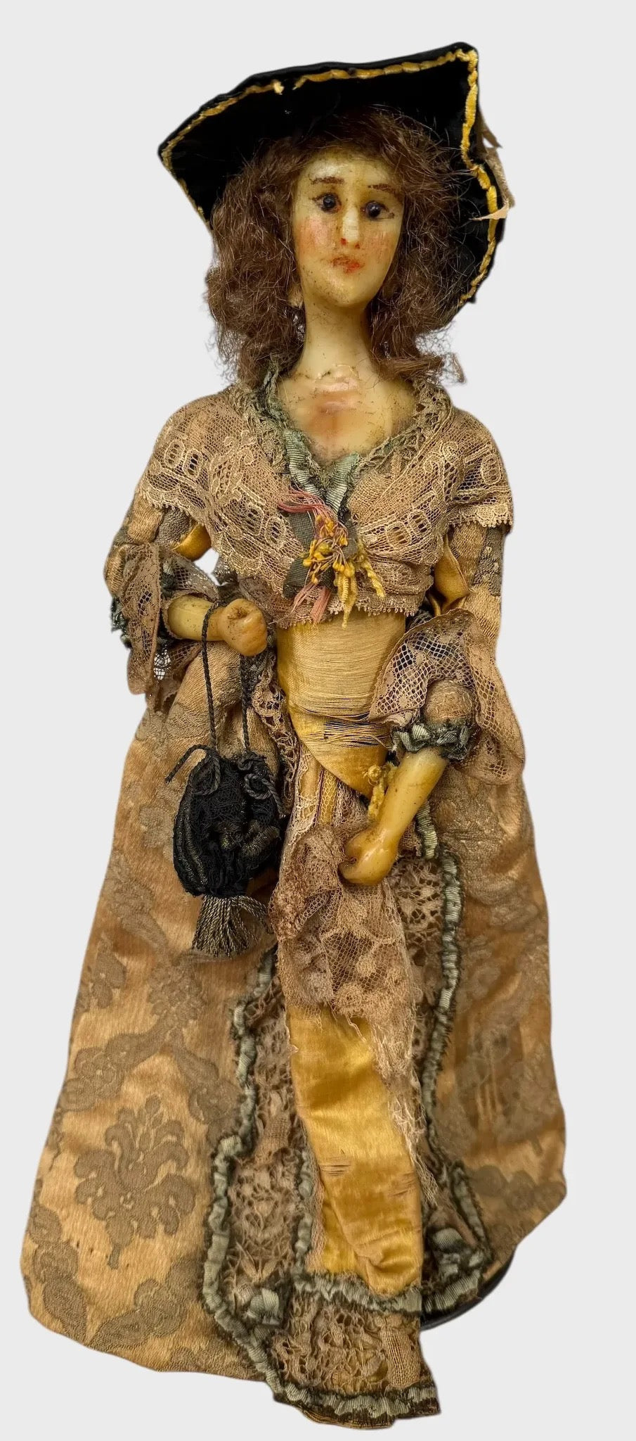 Antique 1915 French Poured Wax Fashion Lady Doll