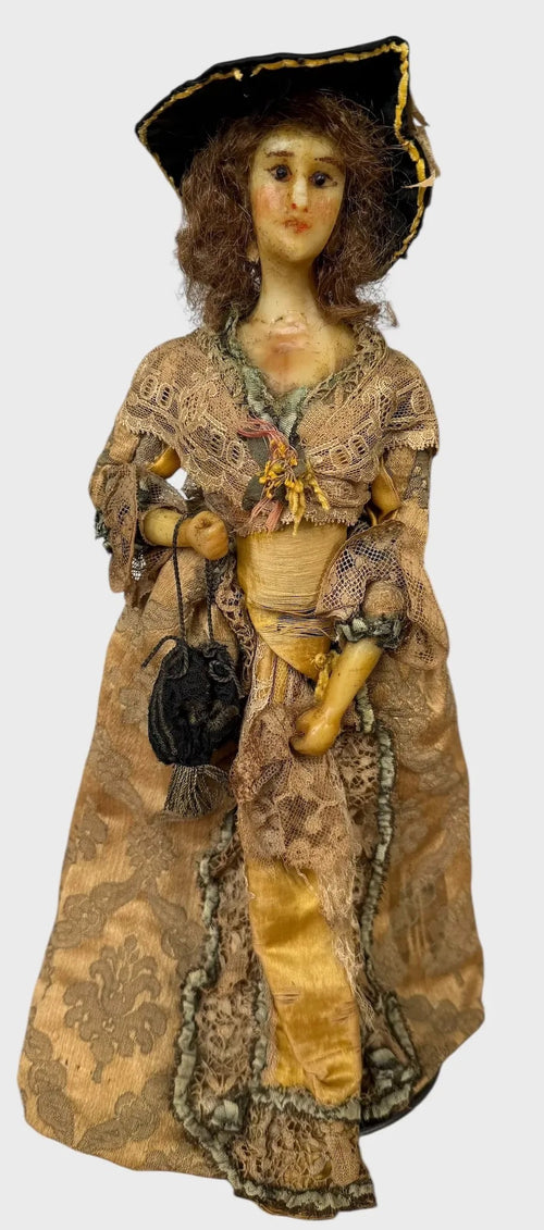 Antique 1915 French Poured Wax Fashion Lady Doll