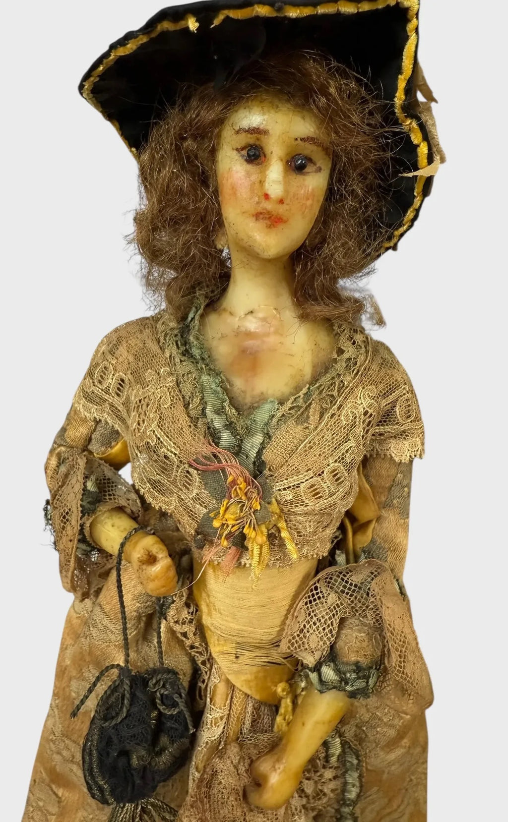 Antique 1915 French Poured Wax Fashion Lady Doll