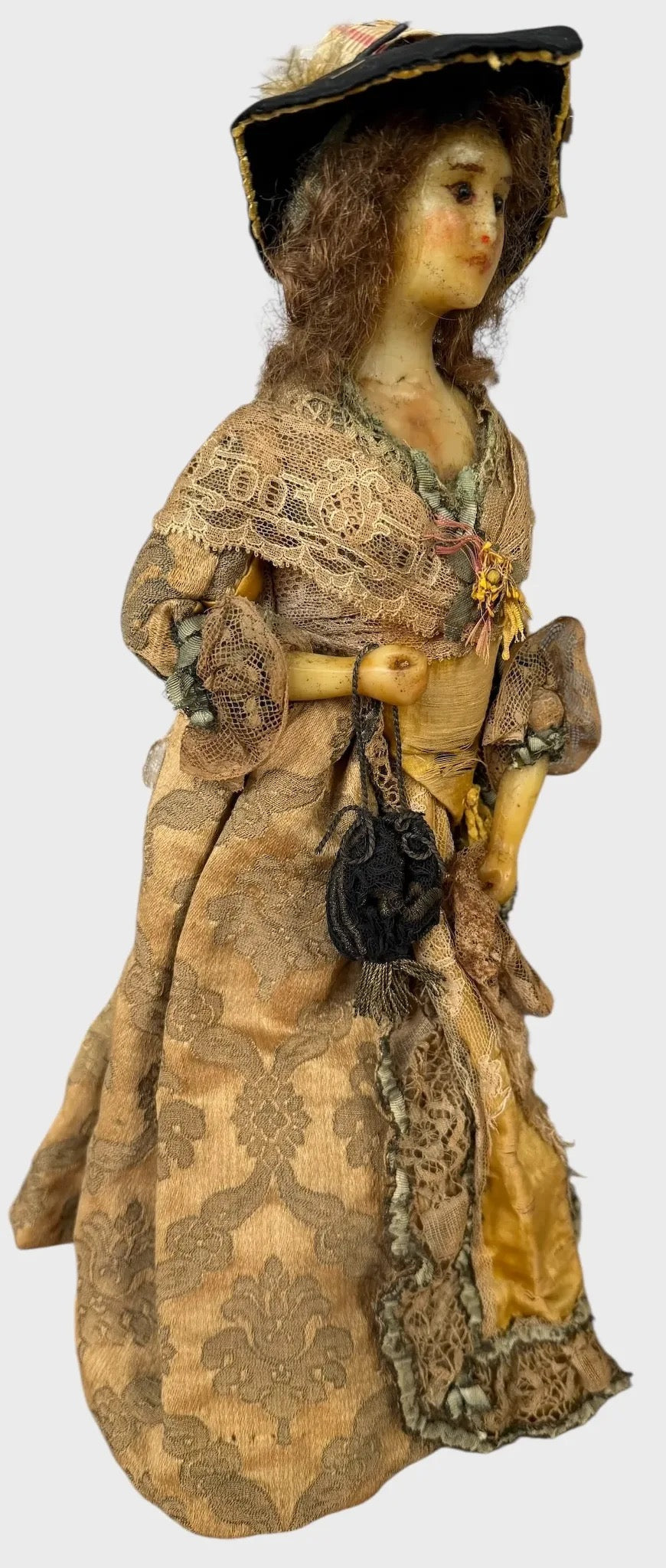 Antique 1915 French Poured Wax Fashion Lady Doll