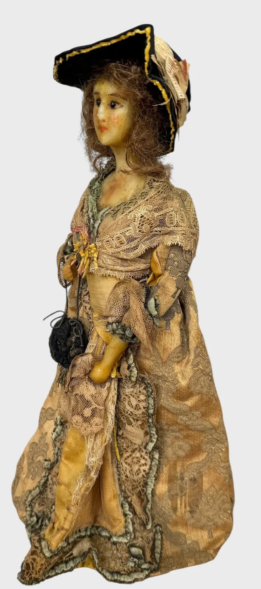 Antique 1915 French Poured Wax Fashion Lady Doll