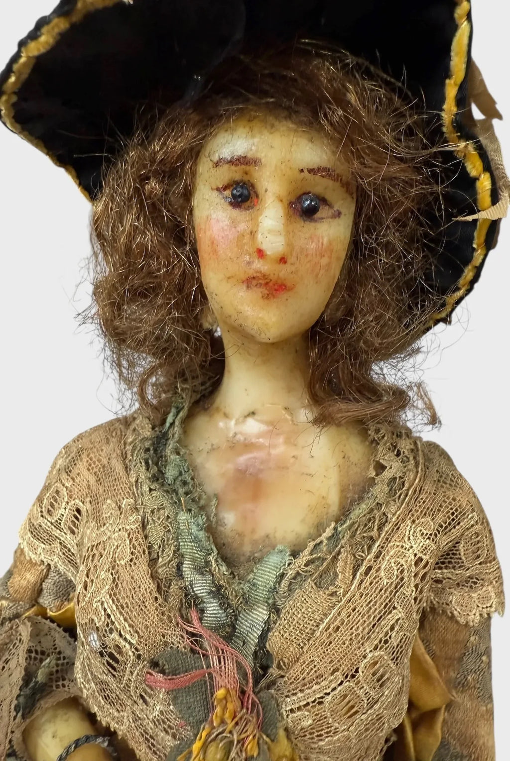 Antique 1915 French Poured Wax Fashion Lady Doll