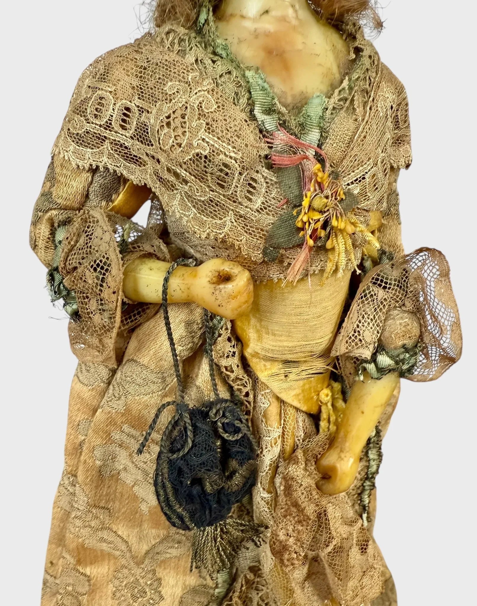 Antique 1915 French Poured Wax Fashion Lady Doll