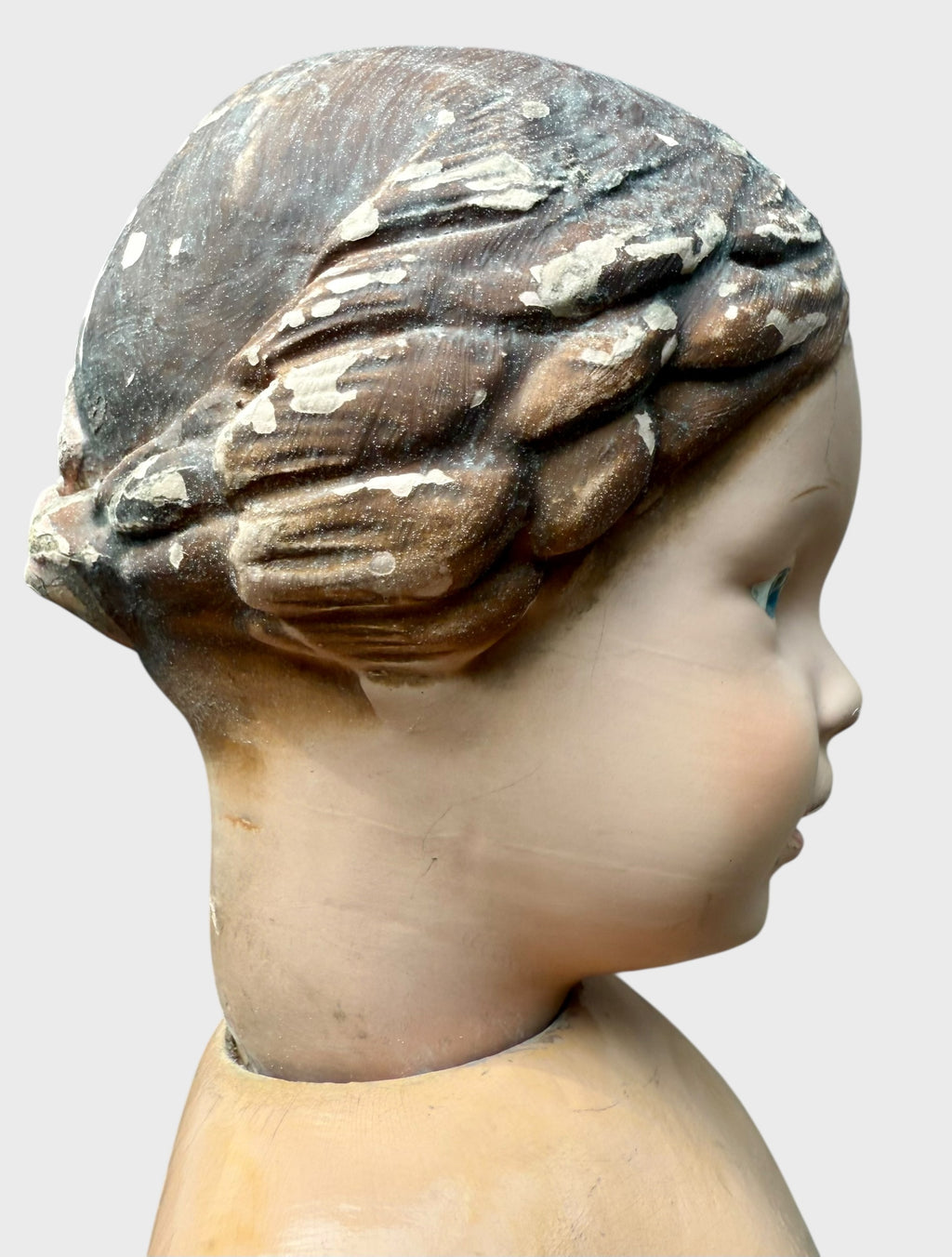 Antique Early Incised Mark Schoenhut 16" 102 Girl Wood Doll with Braid