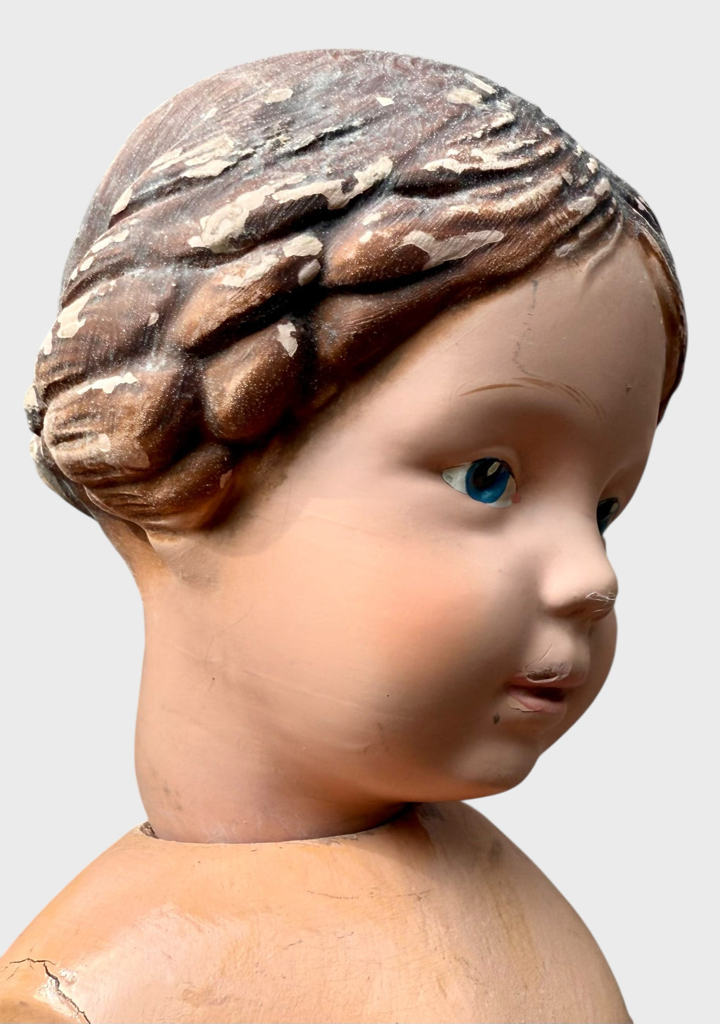 Antique Early Incised Mark Schoenhut 16" 102 Girl Wood Doll with Braid