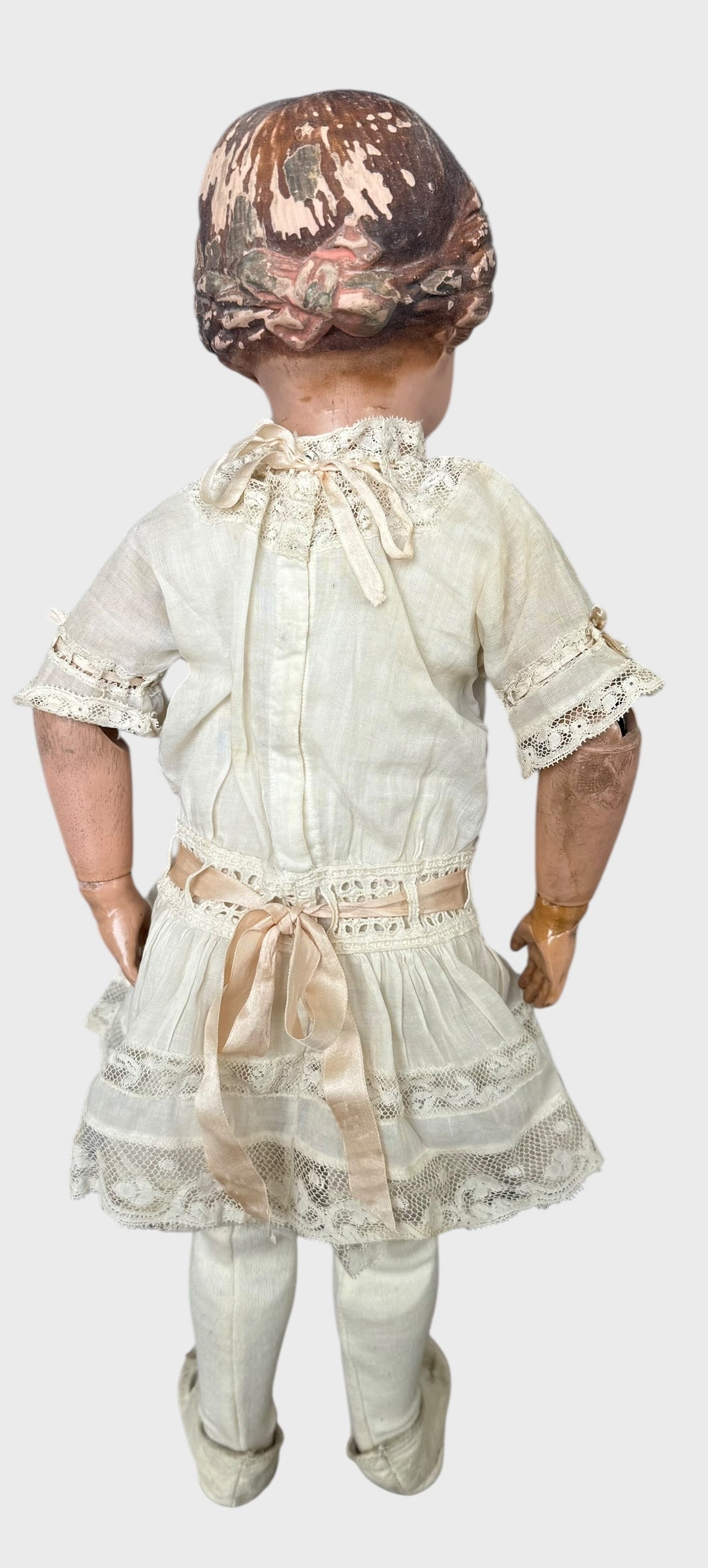 Antique Early Incised Mark Schoenhut 16" 102 Girl Wood Doll with Braid