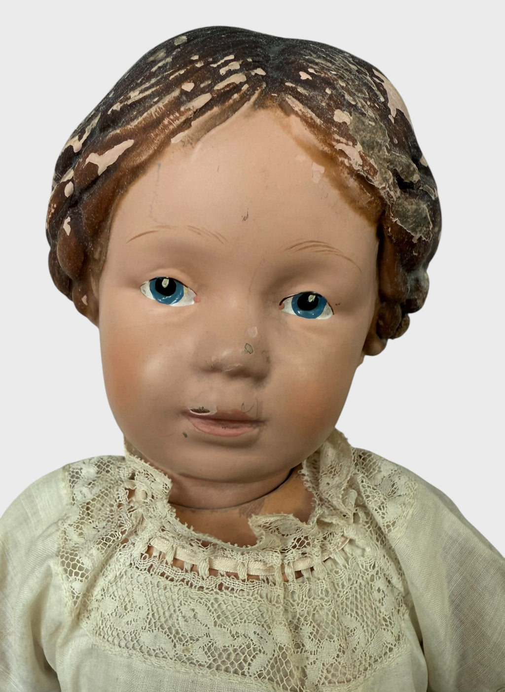 Antique Early Incised Mark Schoenhut 16" 102 Girl Wood Doll with Braid